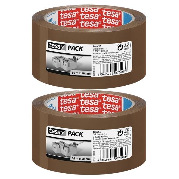 Tesa – Buff Tape/Packaging Brown Tape 50mm x 66m – Pack of 2