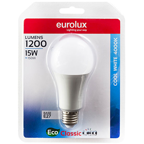 A65 Complimentary E27 LED Globe 15w 4000K Blister