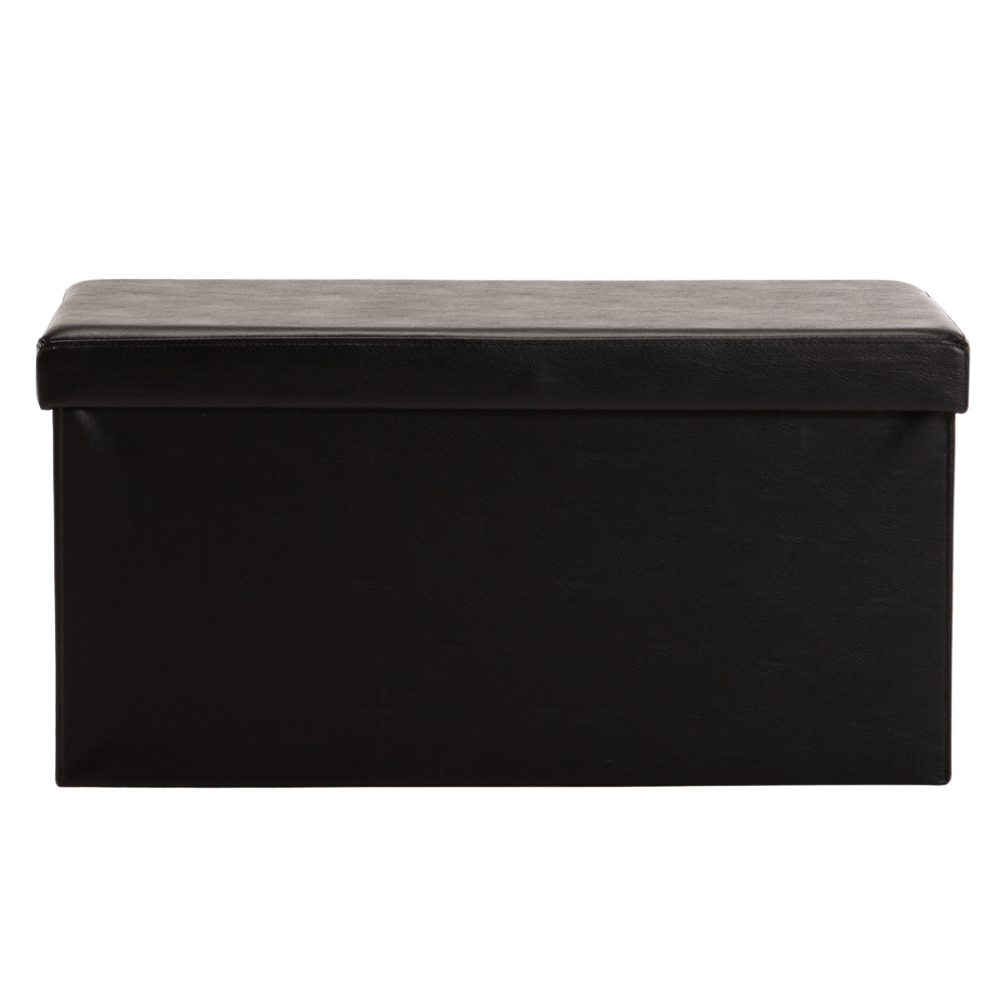 Kia Leather Touch Double Ottoman Black