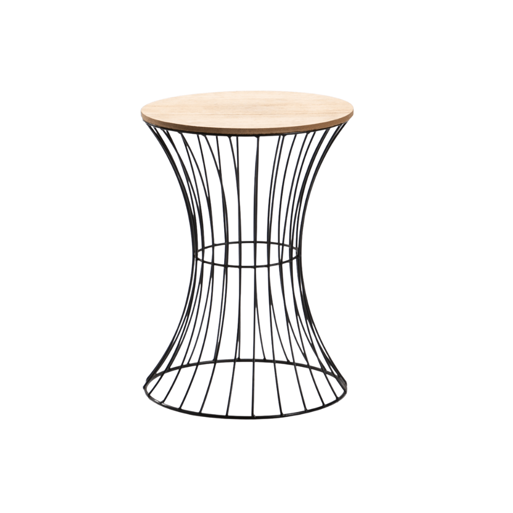 Spiro Round Side Table – Black / Natural