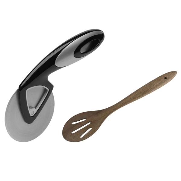 Jamie Oliver – Pizza Wheel / Cutter and Acacia Slotted Wooden Spoon