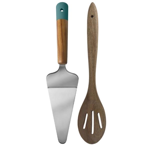 Jamie Oliver – Cake Server and Acacia Slotted Wooden Spoon