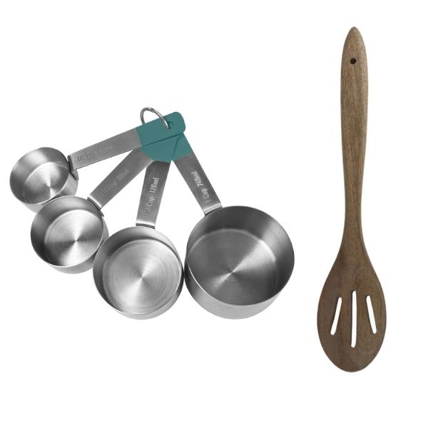 Jamie Oliver – Measuring Cups Set (4 Piece) & Acacia Slotted Wooden Spoon