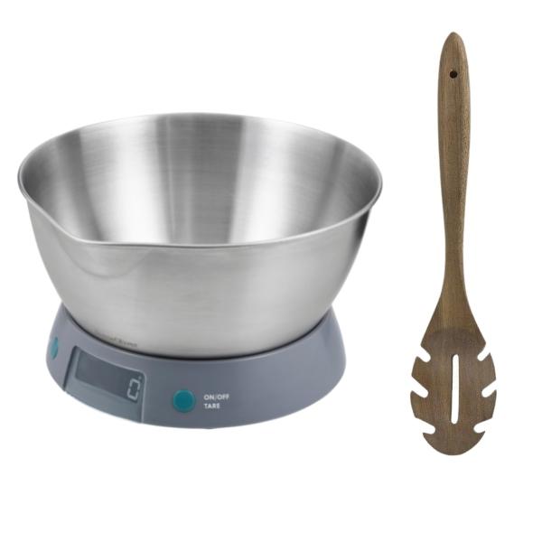Jamie Oliver – Digital Kitchen Scale with Acacia Wooden Spoon