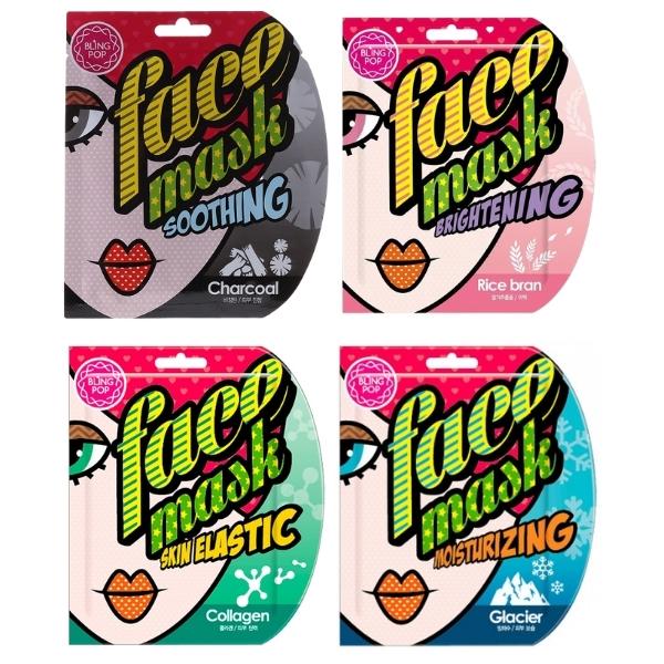 Bling Pop – Luxury Face Masks 25ml/Facial Masks (Assorted) – Pack of 4