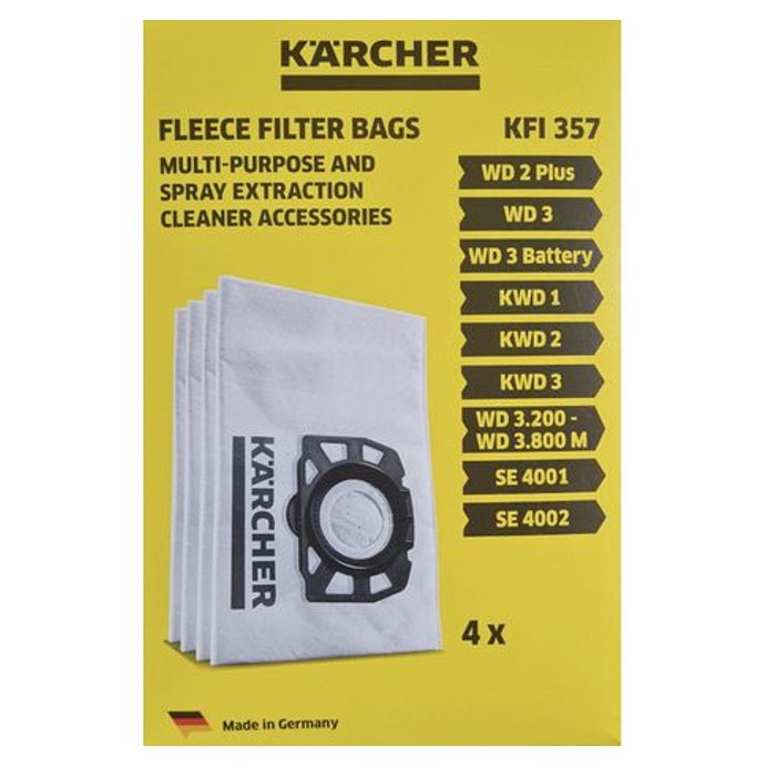 Karcher – Vacuum Fleece Filter Bags KFI 357 – 4 Bags (1 Box)