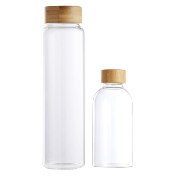 DAY – Glass Water Bottle – Storage Container with Bamboo Lid – 1L & 500ml