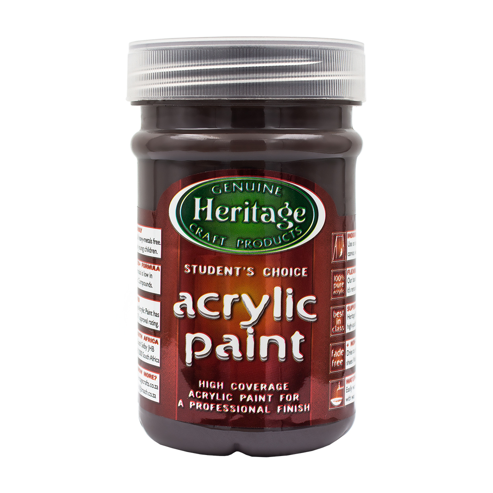 Heritage Pure Acrylic Paint 250ml – Dark Brown