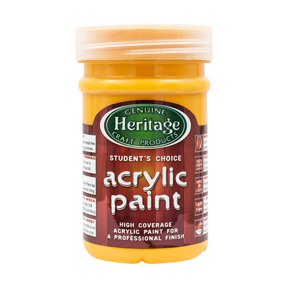 Heritage Pure Acrylic Paint 250ml – Sunset Yellow
