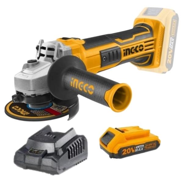 Ingco – Lithium-Ion Angle Grinder (Cordless)20V With 2.0Ah Battery &Charger