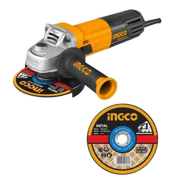 Ingco -950w Angle Grinder& Abrasive Metal Cutting Disc (10Pieces) Combo Set