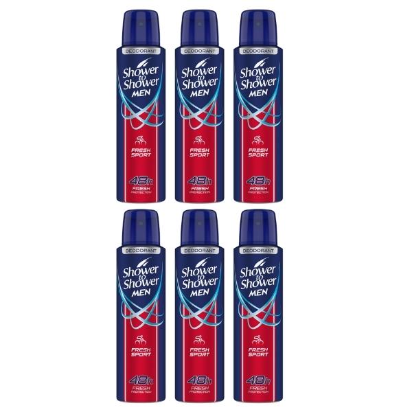 Shower To Shower – Deodorant For Men – 150ml Fresh Sport – Pack of 6