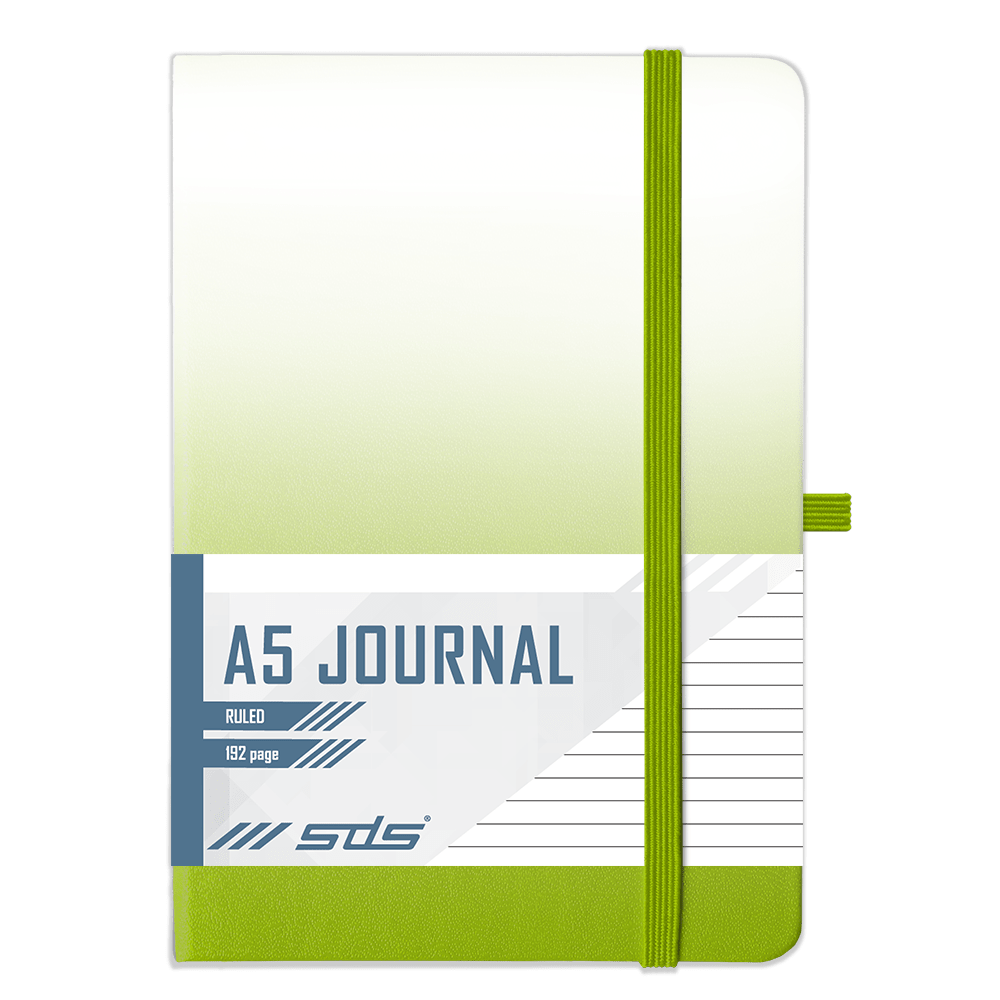SDS A5 192 Page Lined Journal Hard Cover with Elastic Closure – Lime Green