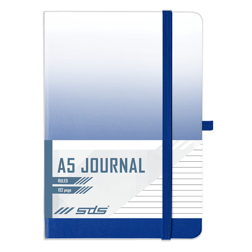 SDS A5 192 Page Lined Journal Hard Cover with Elastic Closure – Navy Blue