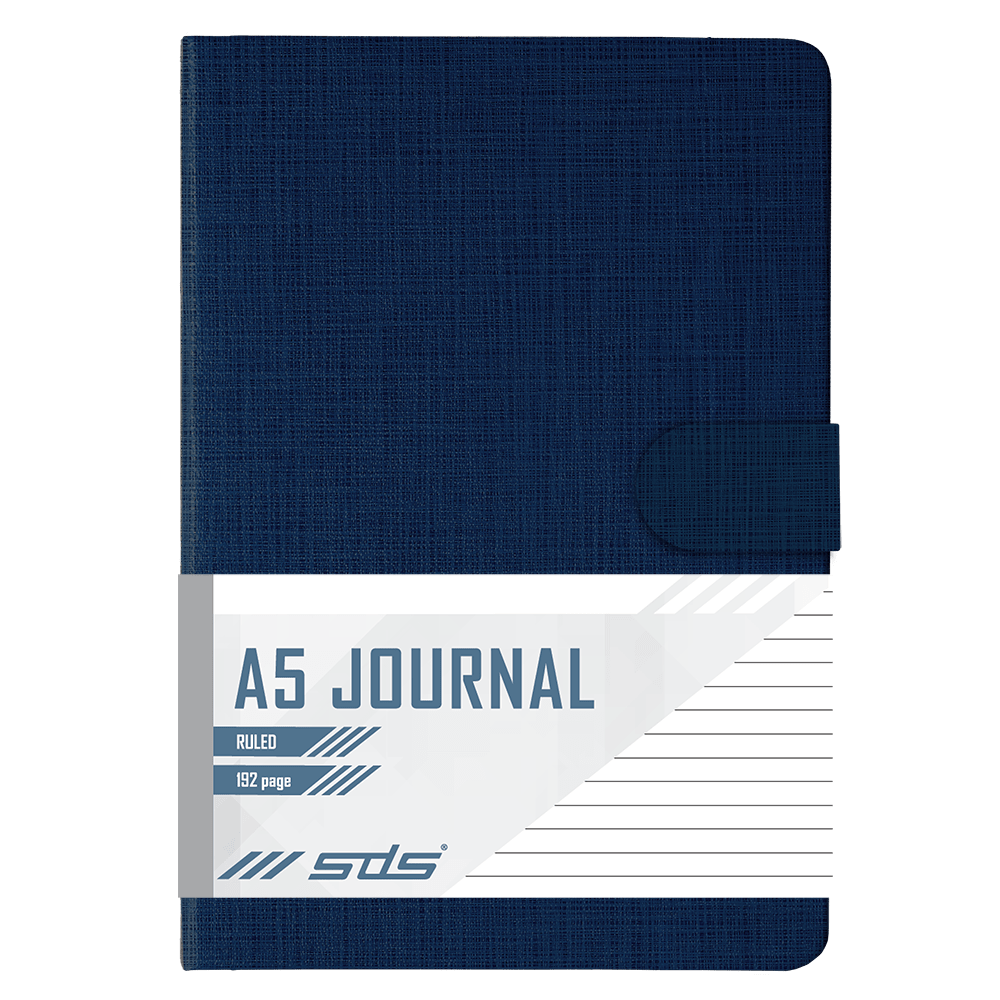 SDS A5 192 Page Lined Journal Hard Cover with Stud Closure – Navy Blue