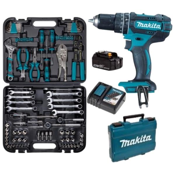 Makita – Cordless Impact Drill and Bort Mechanics Hand Tool Set – Combo