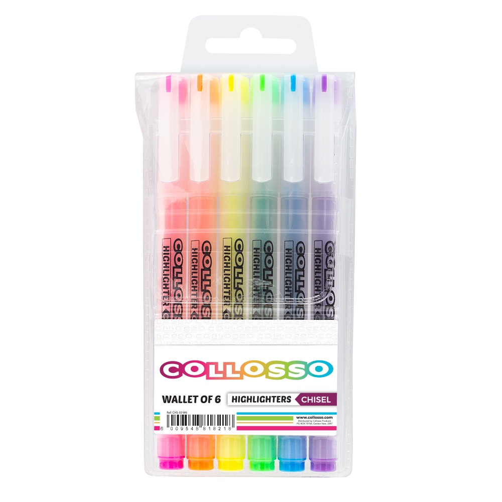 Collosso Slimline Highlighters – Wallet of 6