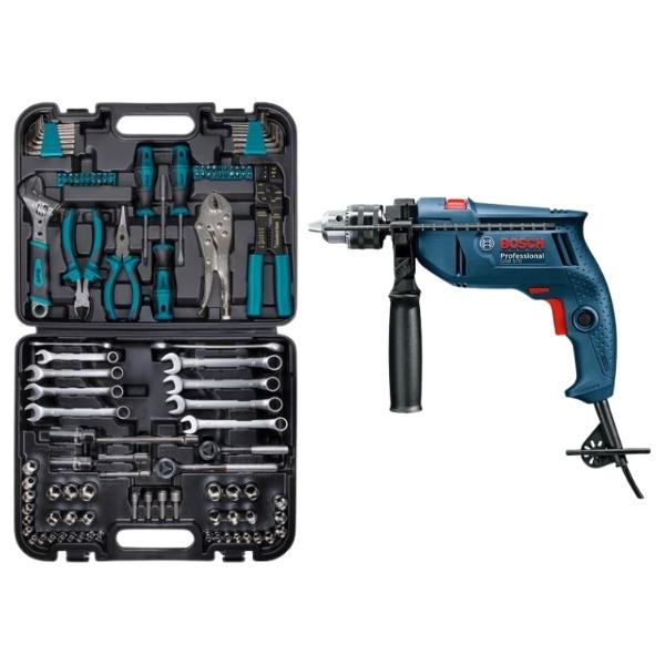 Bosch – Impact Drill (GSB 570) With Mechanics Hand Tools Set (121) Piece