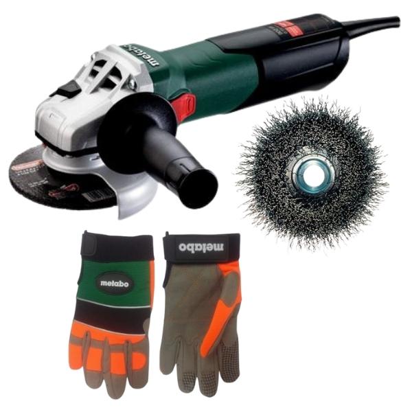 Metabo – Angle Grinder (600354010), Cup Brush and Industrial Workers Glove