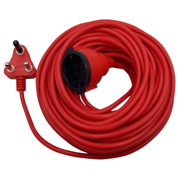 Waldo – Extension Lead/Cord/Cable (20m) Red (10A) Round Plug