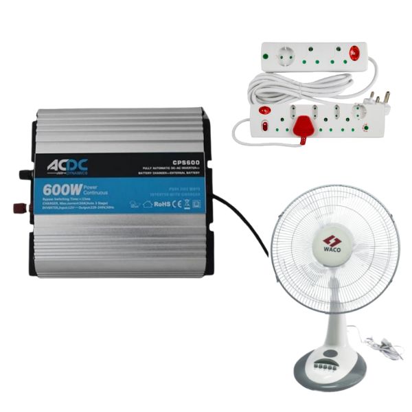 ACDC – Pure Sine Wave Inverter with Desk Fan & 8-Way Multi-Plug