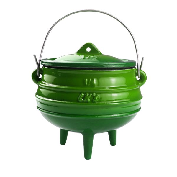 LK’s -1/4 Potjie Pot – Green Enamel Coated – 3 leg