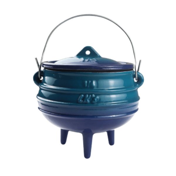 LK’s -1/4 Potjie Pot – Blue Enamel Coated – 3 leg