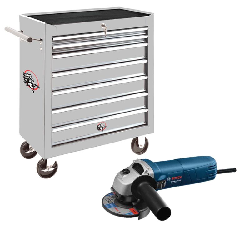 Stallion – 7 Drawer Tool Trolley (188 Piece) with Bosch Angle Grinder