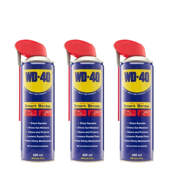 WD40 – Multi-Use Lubricant – Dual-Action Smart Straw 420ml (Pack of 3)