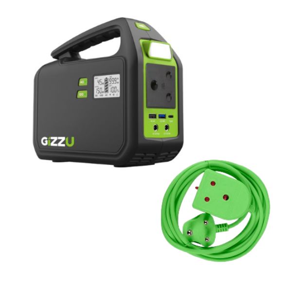 Gizzu – 155Wh – Portable Power Station + 3m Heavy Duty Extension Lead