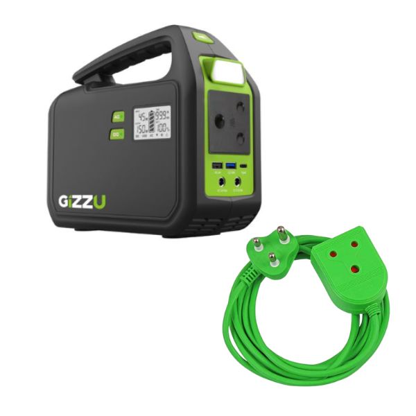 Gizzu -155Wh – Portable Power Station + 5m Heavy Duty Extension Lead