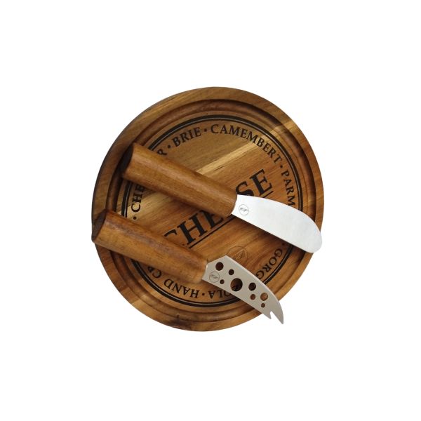 Mabibuch – Cheese Board With Stainless Steel Knives – Wooden Handles