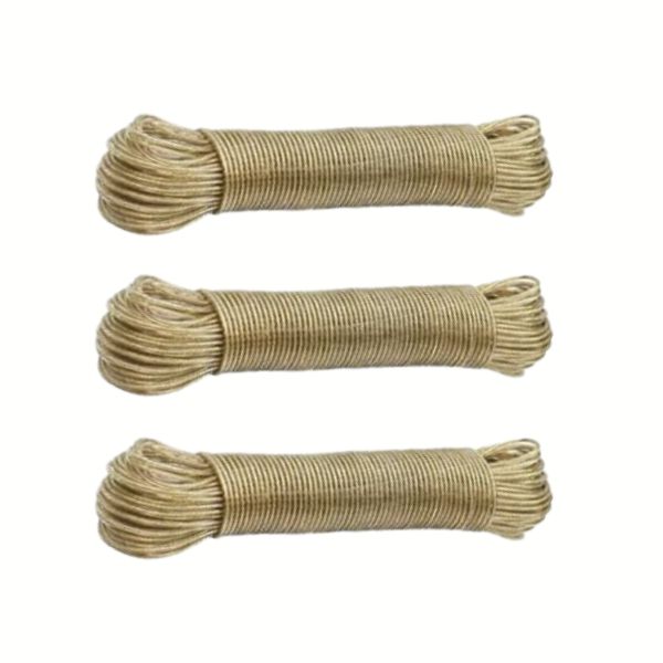 Washing line / Clothes Line – Steel Core PVC Shell Cord – 30m – Pack of 3