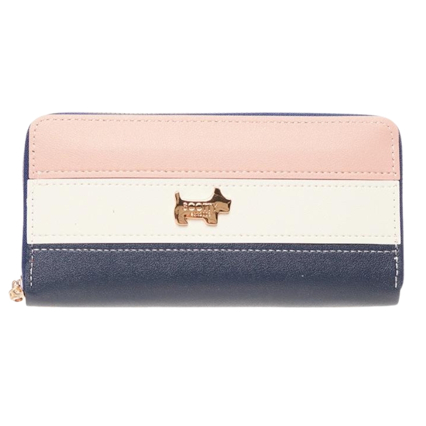 The Roberto – Double Zipper Mobile Phone Purse – Pink white navy