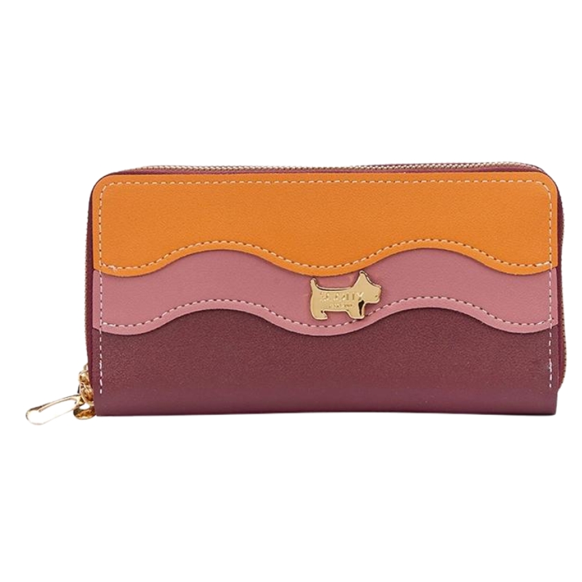 Scotty Bags – The Roberto – Double Zipper Purse – Tan Pink & Oxblood