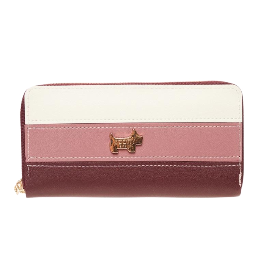 Scotty Bags – The Roberto – Double Zipper Purse – White Oxblood Pink