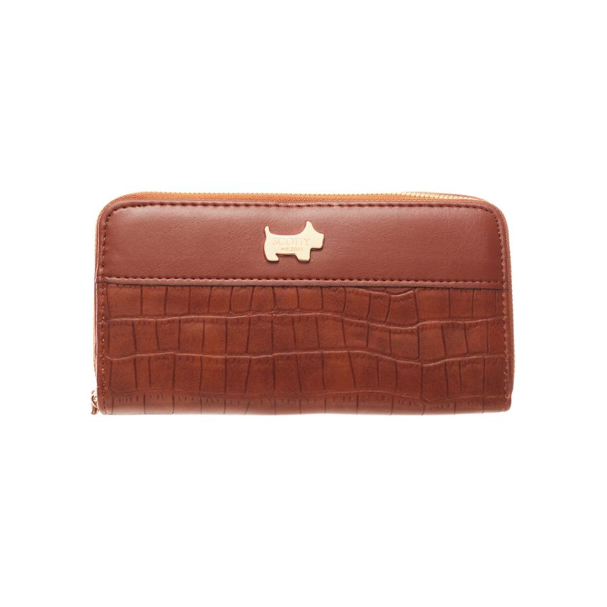 The Santorini – Crocodile Double Zipper Mobile Phone Purse (Tan)