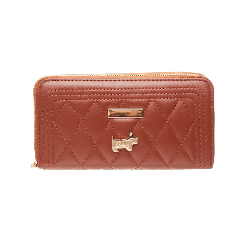 The Isabella – Quilted Double Zipper Mobile Phone Purse (Tan)