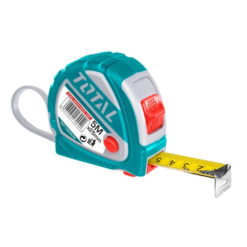 Total – Tape Measure 5m Rubber Case 5m*25mm