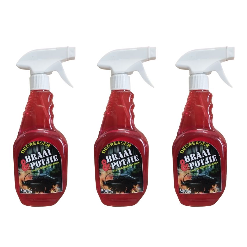 Braai and Potjie – All purpose Cleaner and Degreaser – 500ml (Pack of 3)