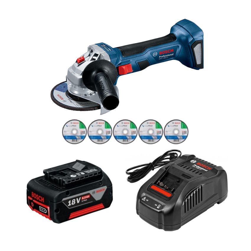 Bosch – Cordless Angle Grinder 700W, Battery, Charger and Cutting Discs