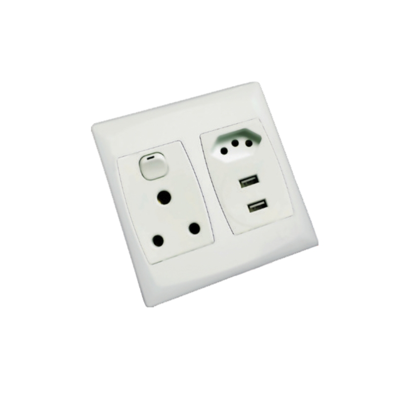 MES – Wall Switch and Sockets – 2x USB + Socket + Euro