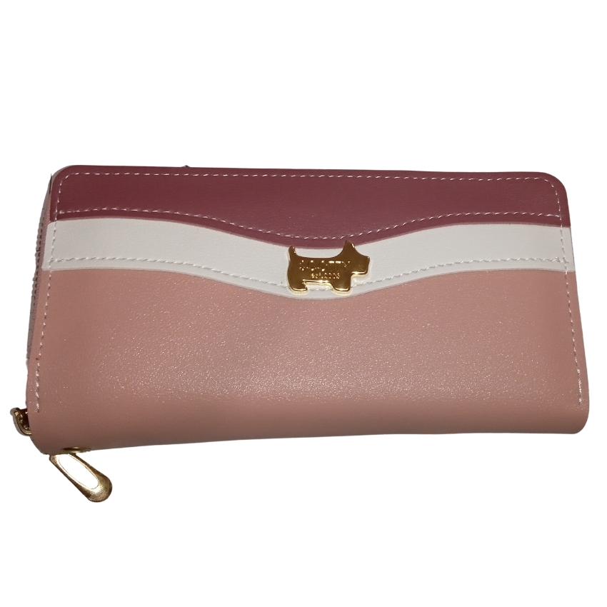Scotty Bags – The Roberto – Double Zipper Purse – Mink White and Pink