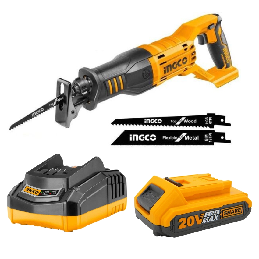 INGCO – Reciprocating Saw – 20V with Charger & Battery Pack – (2.0AH)