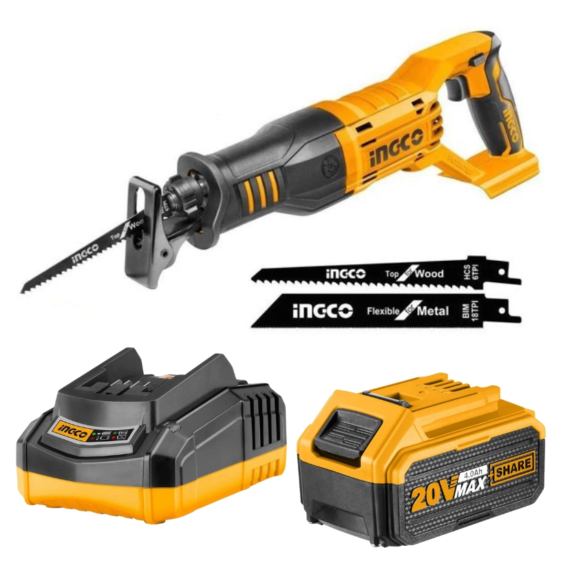 INGCO – Reciprocating Saw – 20V with Charger & Battery Pack – (4.0AH)