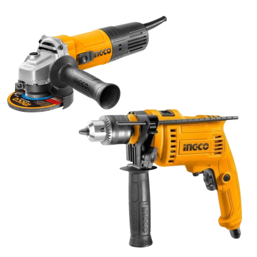 Ingco – Impact Drill 13mm – (680W) with Angle Grinder – 115mm (750W)