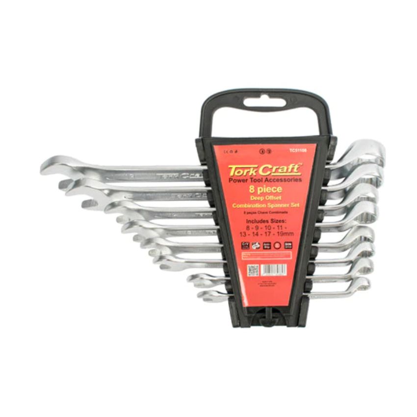 Tork Craft – Deep Offset Combination Spanner Set – 8 Piece