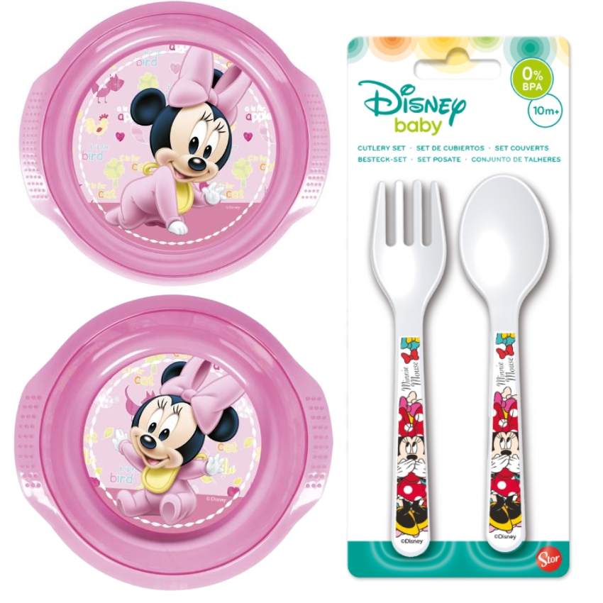 Minnie Mouse – Toddler Feeding Set (Plate, Bowl and Cutlery) – Pink