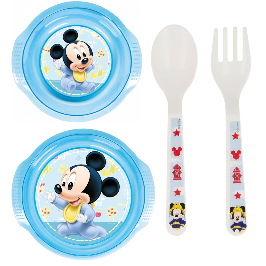 Mickey Mouse – Toddler Feeding Set (Plate, Bowl and Cutlery) – Blue