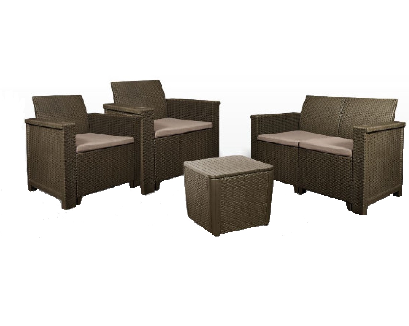 Contour Outdoor Jabulani 4 Piece Rattan Patio Furniture Set – Cappuccino